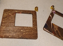 Load image into Gallery viewer, Giant Abstract Handpainted Design Wooden Clip on Earrings Kargo Fresh
