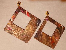 Load image into Gallery viewer, Giant Abstract Handpainted Design Wooden Clip on Earrings Kargo Fresh
