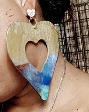 Load image into Gallery viewer, Giant Abstract Handpainted Heart Earrings Kargo Fresh
