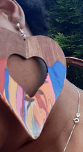 Load image into Gallery viewer, Giant Abstract Handpainted Wooden Heart Earrings Kargo Fresh
