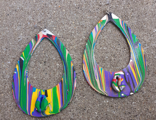 Giant Afrocentric Handpainted Hoop Earrings Kargo Fresh