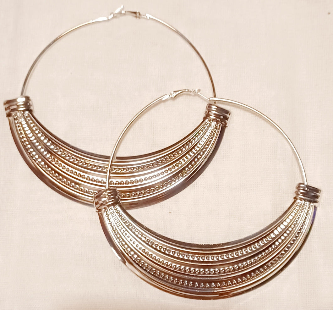 Giant Fulani Tribal Inspired Hoop Earrings 5 in Kargo Fresh