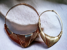 Load image into Gallery viewer, Giant Gold Fulani Tribal Inspired Hoop Earrings 6 in Kargo Fresh
