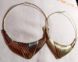 Giant Gold Fulani Tribal Inspired Hoop Earrings 6 in Kargo Fresh