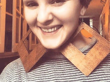 Load image into Gallery viewer, Giant Wooden Square Earrings Kargo Fresh
