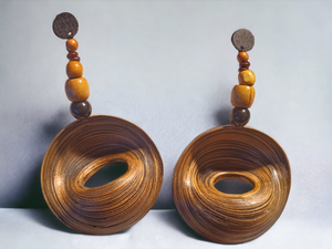 Giant handmade bamboo fulani basket earrings Kargo Fresh