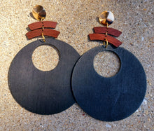 Load image into Gallery viewer, Giant handmade wooden hoop earrings Kargo Fresh
