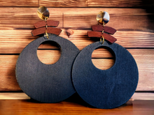 Load image into Gallery viewer, Giant handmade wooden hoop earrings Kargo Fresh
