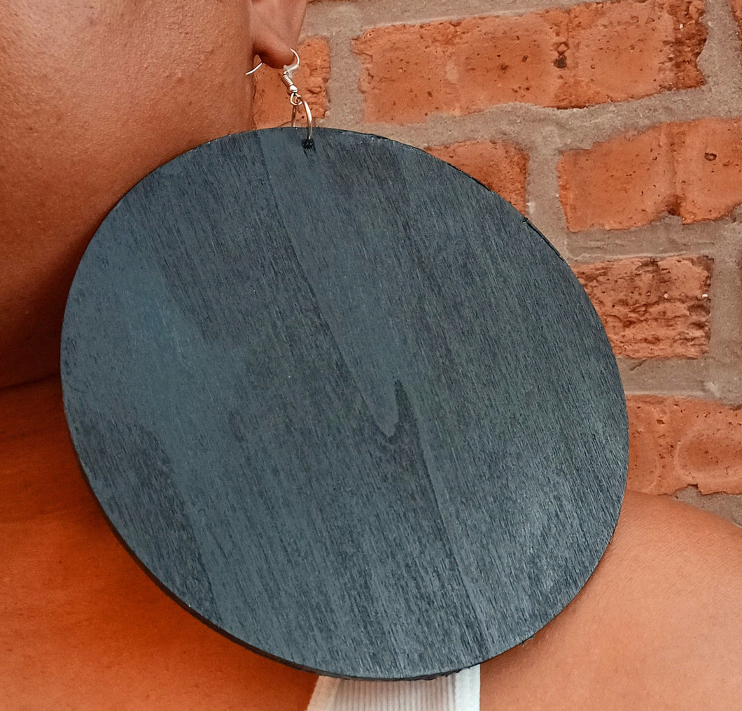 Giant handpainted wooden disc earrings Kargo Fresh