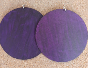 Giant handpainted wooden disc earrings Kargo Fresh