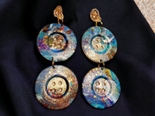 Load image into Gallery viewer, Giant handpainted woodwn button clip on earrings Kargo Fresh
