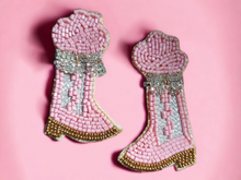 Load image into Gallery viewer, Glam hand beaded Cowboy Boot Clip on earrings Kargo Fresh
