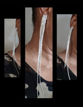 Load image into Gallery viewer, Glam handmade runway rhinestone clip on earrings 9 inch Kargo Fresh
