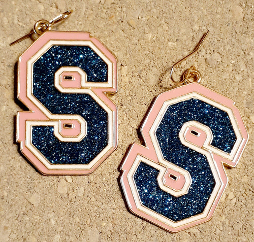 Glitter Metal Varsity Letter Enamel Earrings Kargo Fresh