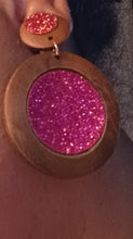 Load image into Gallery viewer, Glitter and wood design Clip On Earrings Kargo Fresh
