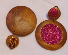 Load image into Gallery viewer, Glitter and wood design Clip On Earrings Kargo Fresh
