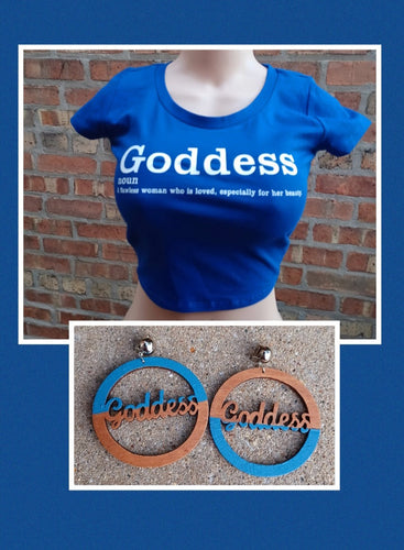 Goddess crop top and Clip On earrings set New Medium Kargo Fresh