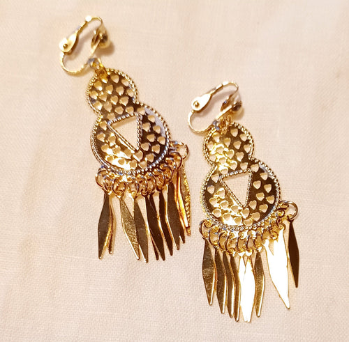Gold Abstract design Clip On Earrings Kargo Fresh