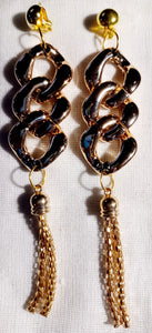 Gold Acrylic Chain and tassel Clip on Earrings Kargo Fresh