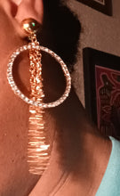 Load image into Gallery viewer, Gold Blingy  Clip on Hoop and chain Earrings 2.5 inch Kargo Fresh
