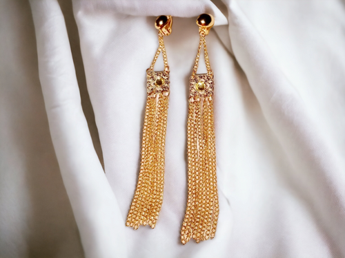 Gold Chain tassel Clip on Earrings Kargo Fresh
