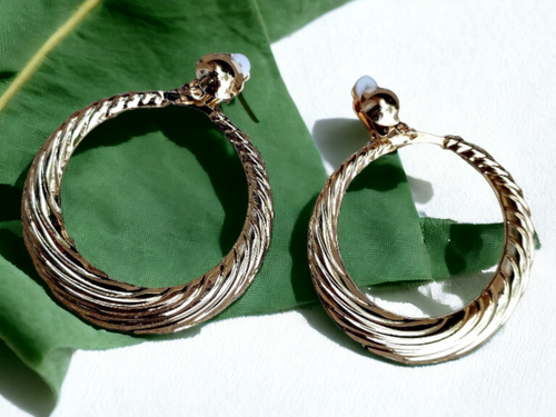 Gold Clip on Bamboo Hoop Earrings Kargo Fresh