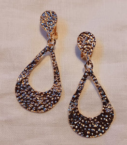 Gold Hammered Hoop Clip on Earrings 2 inch Kargo Fresh