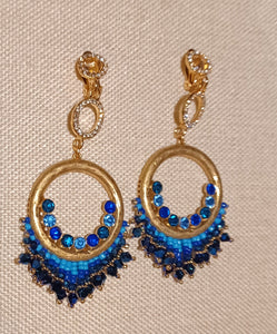 Gold Handbeaded Hoop design Clip On Earrings Kargo Fresh