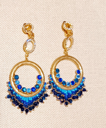 Gold Handbeaded Hoop design Clip On Earrings Kargo Fresh