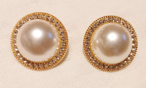 Gold Large Clip on Pearl Cluster  Stud Earrings Kargo Fresh