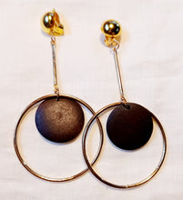 Load image into Gallery viewer, Gold Wood and hoop design Clip On Earrings Kargo Fresh
