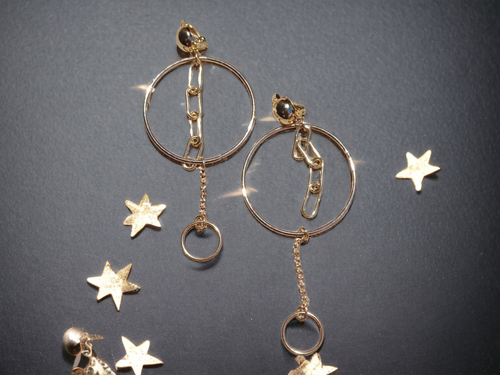 Gold hoop and chain design Clip On Earrings Kargo Fresh