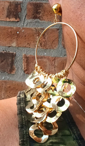 Gold metal Handmade Clip multi Hoop Earrings Kargo Fresh