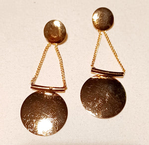 Gold metal hanging disc earrings Kargo Fresh