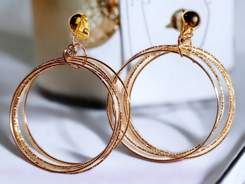 Gold multi hoop clip on earrings Kargo Fresh