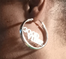 Load image into Gallery viewer, Good vibes Silver Metal Hoop Earrings Kargo Fresh
