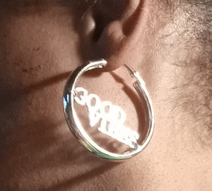 Good vibes Silver Metal Hoop Earrings Kargo Fresh