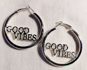 Good vibes Silver Metal Hoop Earrings Kargo Fresh