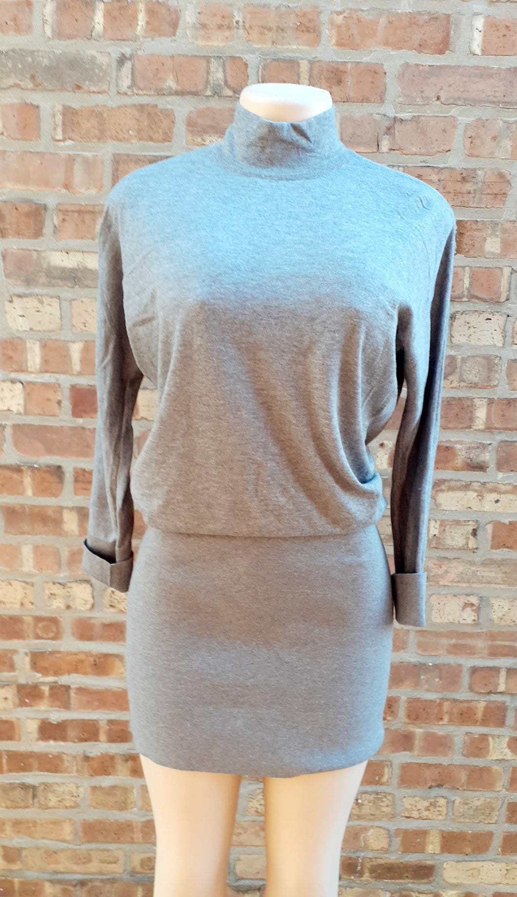 Gray Retro Style Knit Mini Dress Small Kargo Fresh