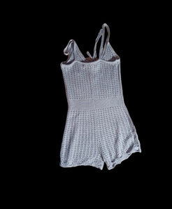 Grey crochet knit romper nwt M Kargo Fresh