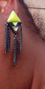 Gun Metal and Neon Acrylic Earrings Kargo Fresh