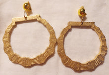 Load image into Gallery viewer, Habdpainted Clip on Wooden Bamboo Hoop Earrings Kargo Fresh
