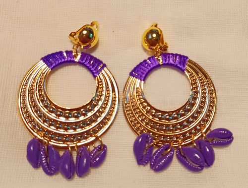 Hammered Cowrie Shell Hoop Clip on Earrings Kargo Fresh