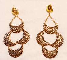 Load image into Gallery viewer, Hammered Metal Clip on Earrings 3 inch gold Kargo Fresh
