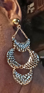 Hammered Metal Clip on Earrings 3 inch gold Kargo Fresh
