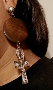 Hammered Metal Handmade Ankh Clip On  Earrings Kargo Fresh