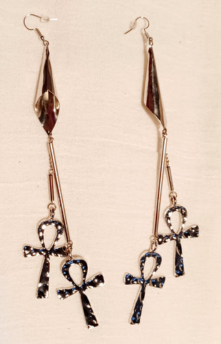 Hammered Metal Handmade Ankh  Earrings Kargo Fresh