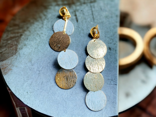 Hammered Metal disc Clip on Earrings Kargo Fresh