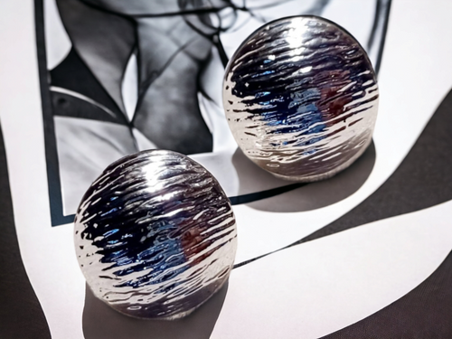 Hammered Silver ball clip on Earrings Kargo Fresh