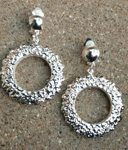Hammered metal clip on hoop Earrings Kargo Fresh